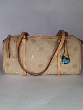 Dooney &Bourke Beige Polka Dot Barrel Bag New without1 Tag + Free Gift
